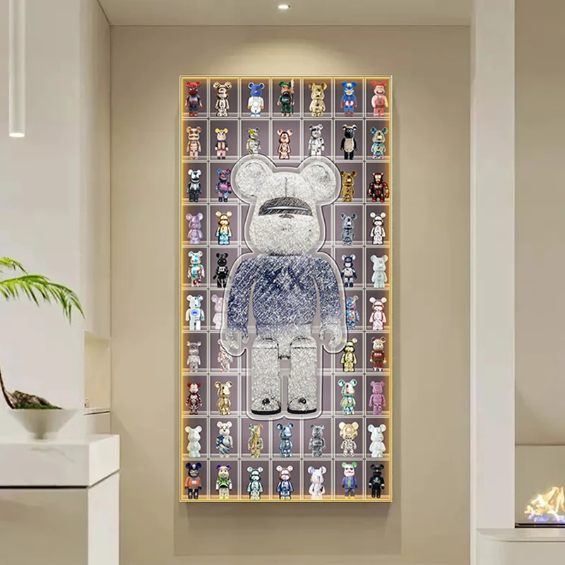 力熊全家福入户玄关装饰画轻奢走廊现代简约挂画熊80160