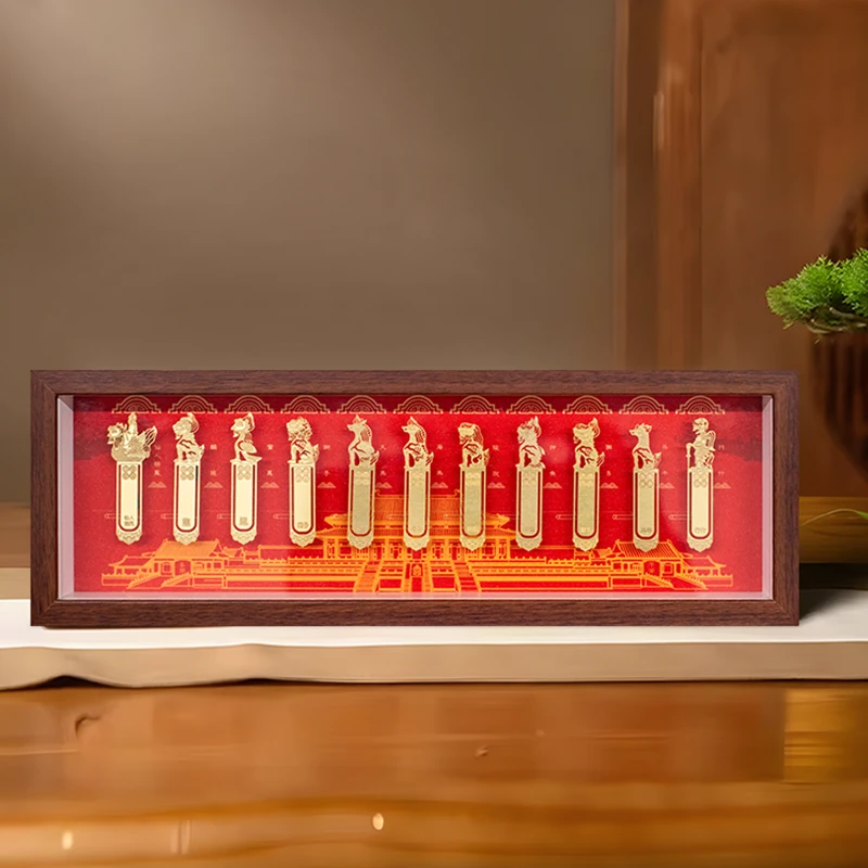 宫廷太和殿脊兽黄铜艺术摆件礼盒镂空金属国潮国风创意礼物1545