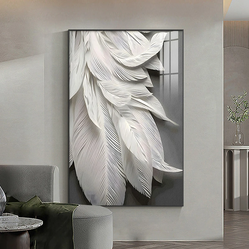 简约装饰画轻奢设计羽毛风格房间玄关客厅艺术挂画羽毛80120