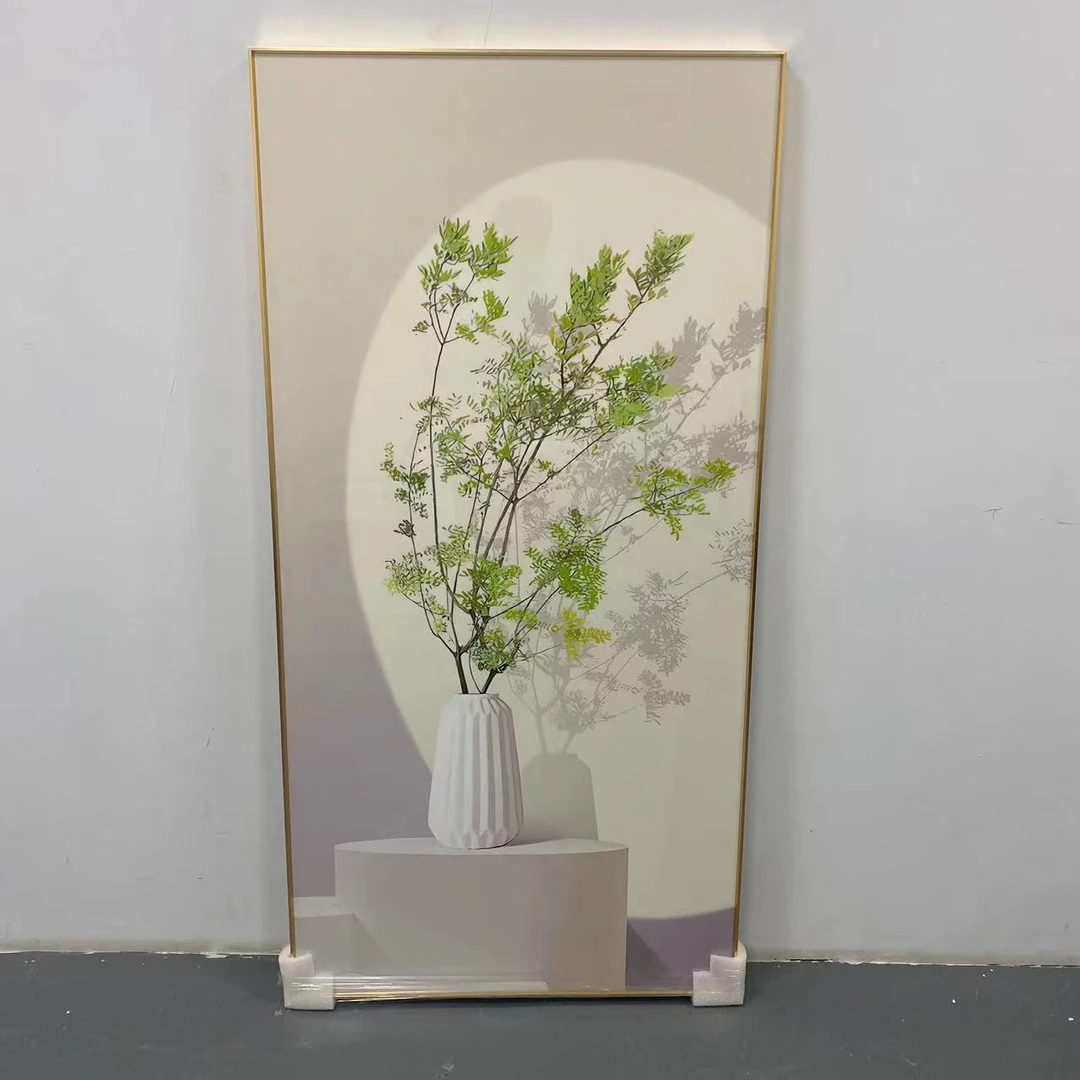 简约大玄关装饰画走廊画铝合金边框沙发背景落地画花瓶80160