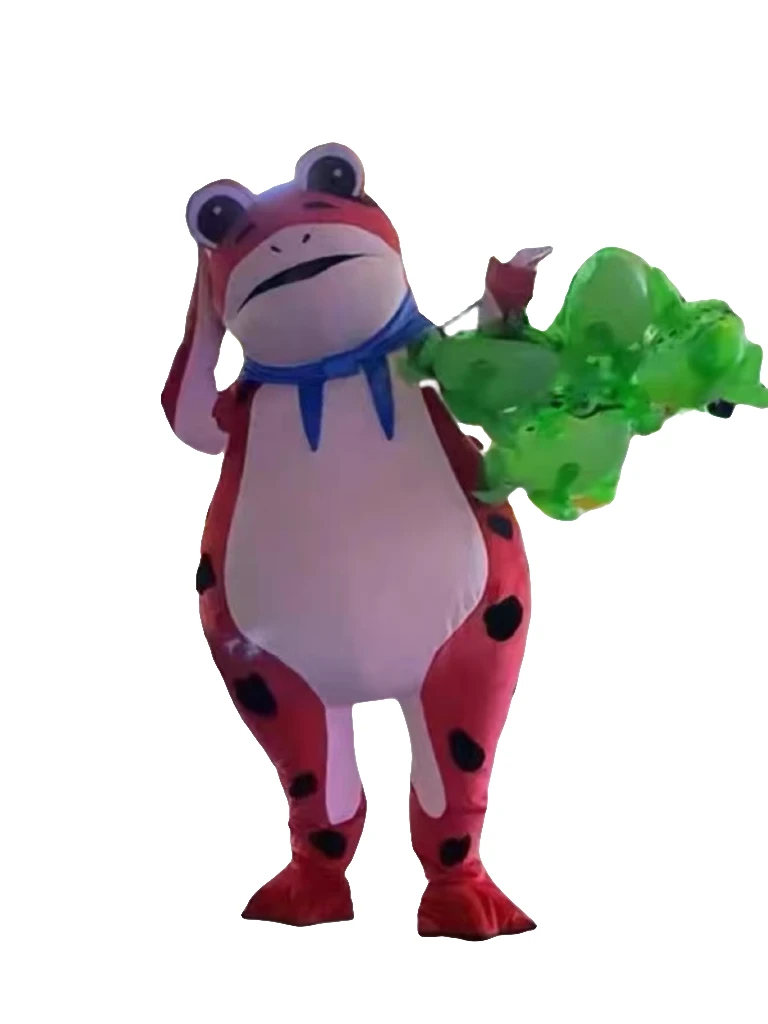 网红红色正品薄布毛绒充气青蛙人偶服装儿童演出网红青蛙服演出服