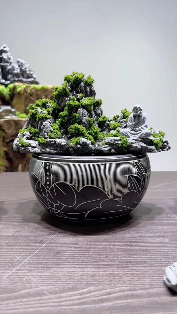 【闪购商品】2号流水+达摩+水泵+黑和花盆