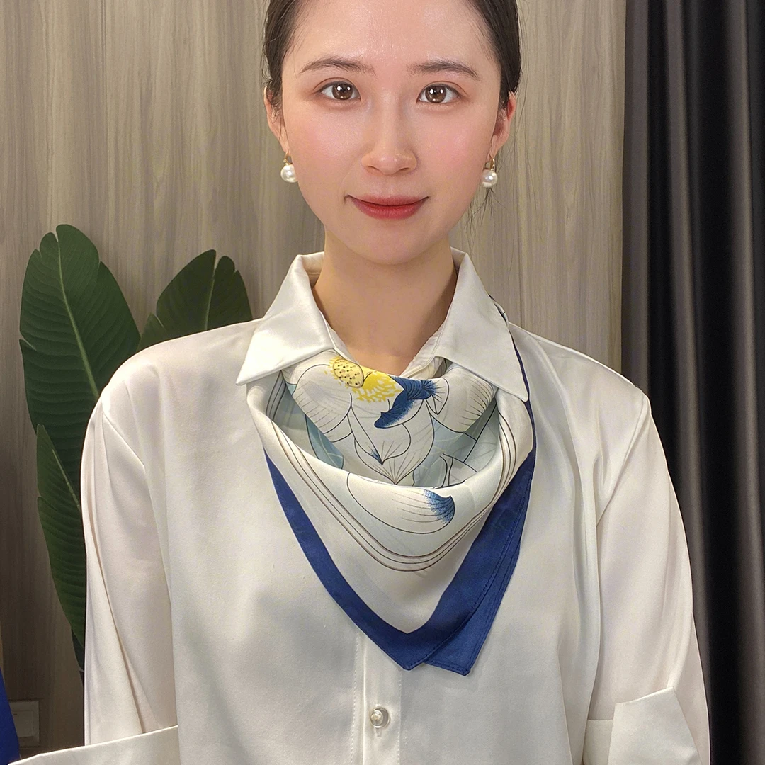 护颈缎面丝巾时尚磁吸扣小围巾气质百搭方巾