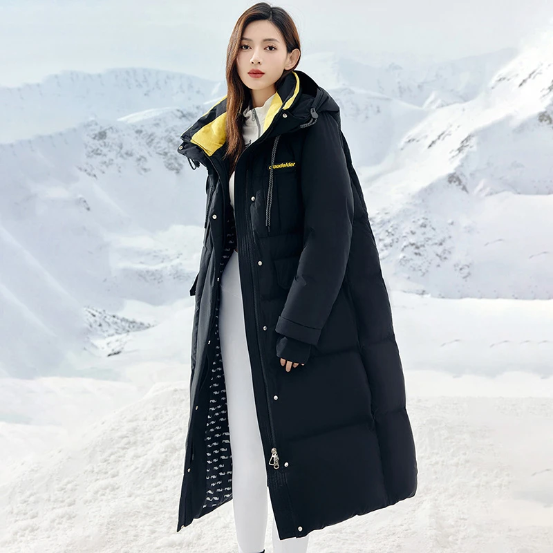 羽途【清货】时尚户外休闲连帽情侣保暖加厚过膝羽绒服TSD2413