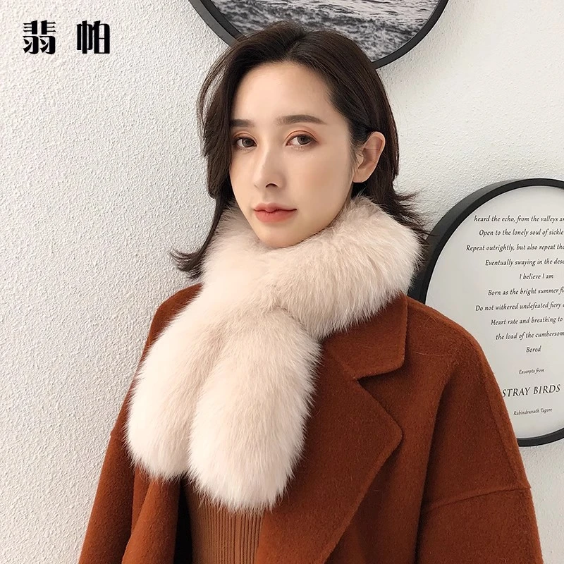 秋冬新款网红款狐狸毛围巾女款双面全毛毛领保暖气质百搭围脖