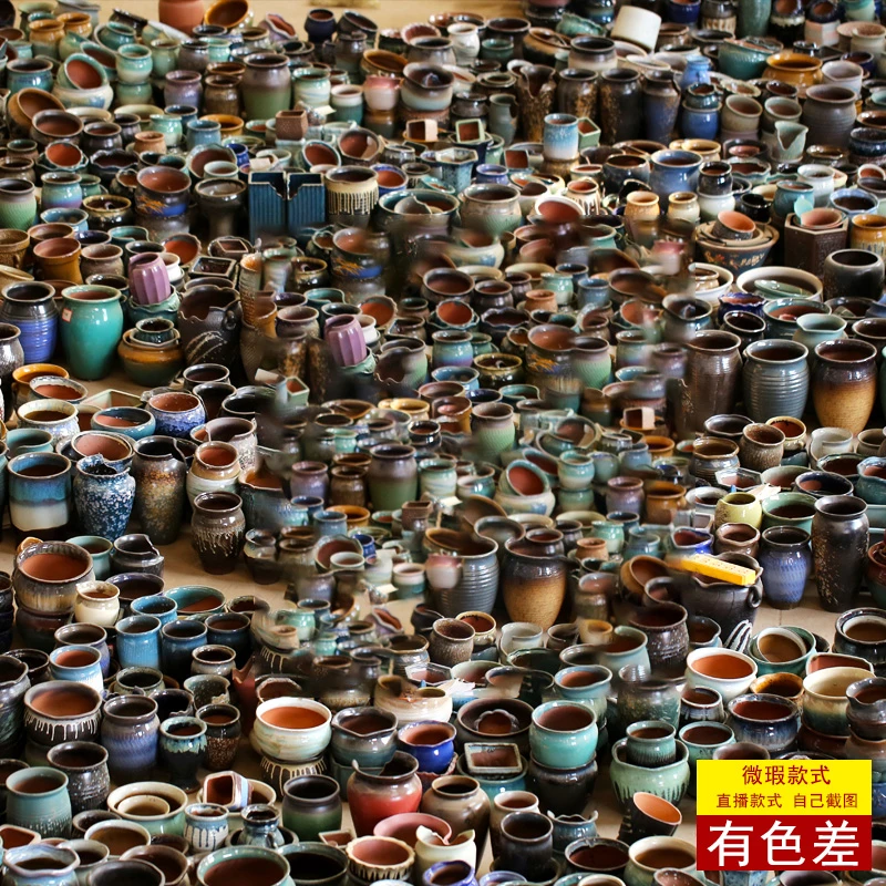 【颜色随机】多肉花盆粗陶大口径陶瓷简约多肉植物老桩盆绿萝花盆