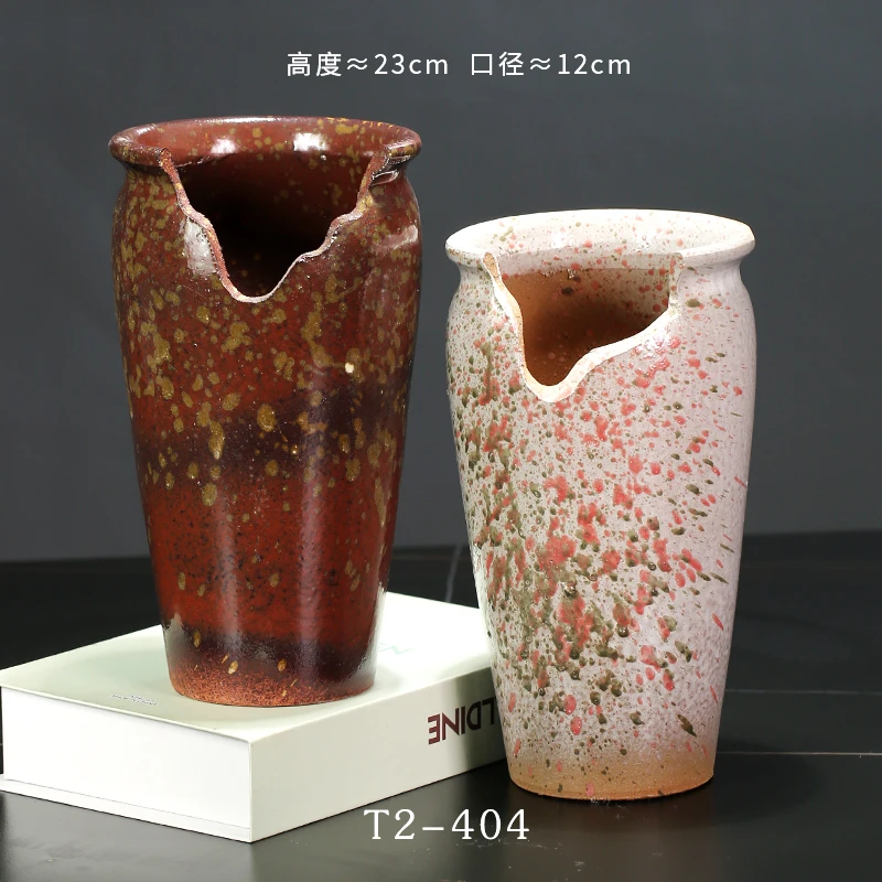 T2-404宜兴多肉花盆陶瓷创意法师老桩紫砂透气粗陶切口大缺口悬崖