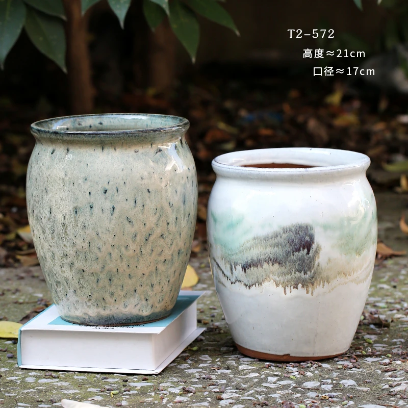 T2-572多肉老桩花盆陶瓷植物创意个性大小口径粗陶高款家用大号