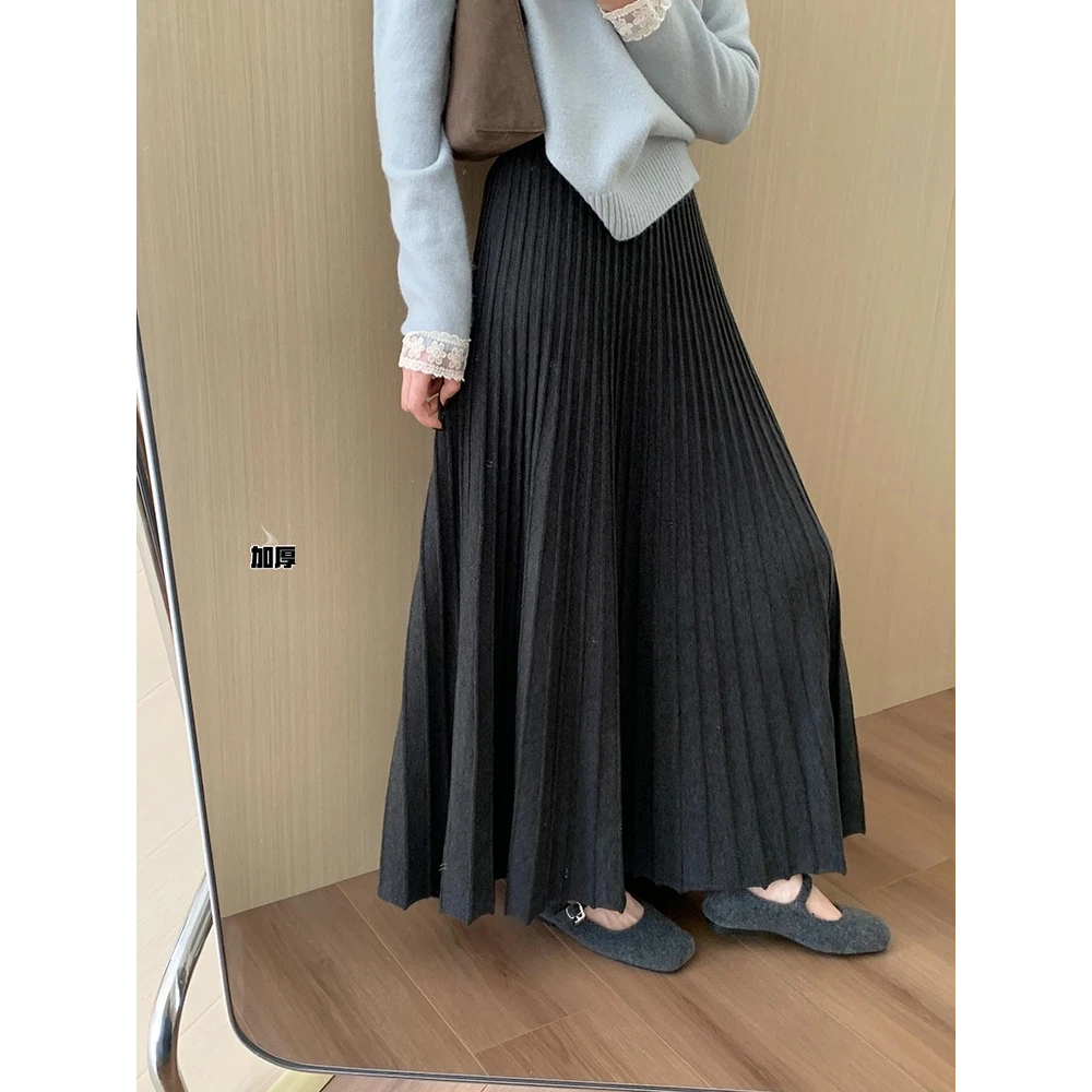 真心美！巨好看！高腰显瘦加厚百褶半身裙韩版百搭休闲淑女风伞裙