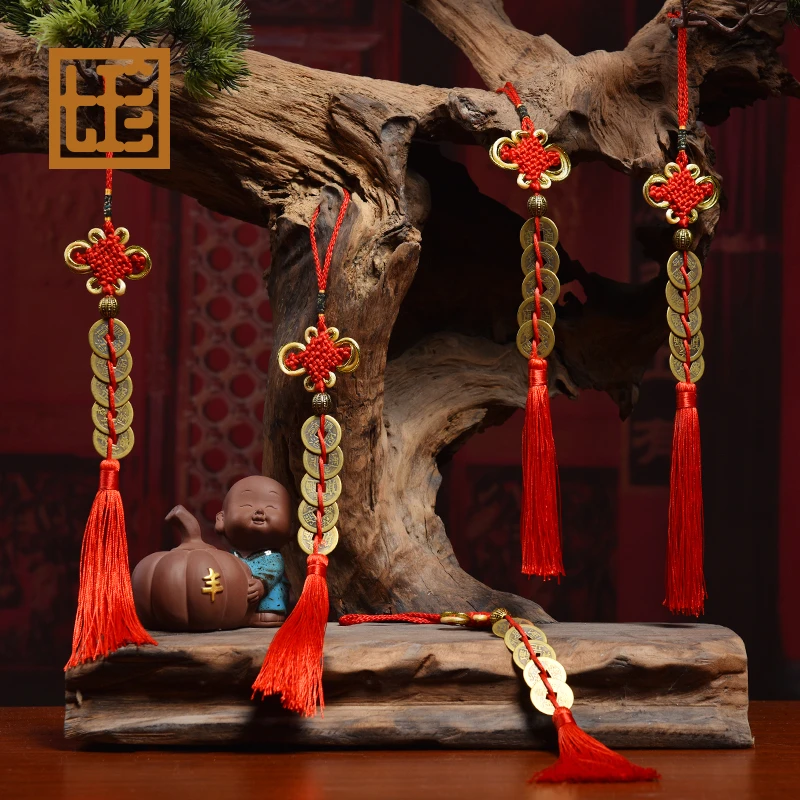 七珍家居摆件《五帝钱》门对门开盖窗户喜庆挂饰家用大门吉祥结挂件