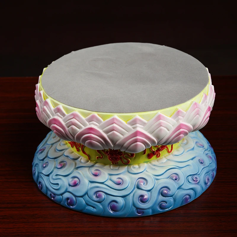 七珍 陶瓷摆件《莲花底座 红色》观/音台垫高座底座