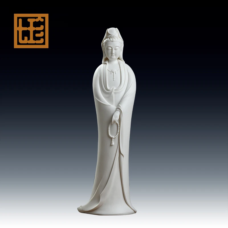 七珍陶瓷摆件《念珠观/音宝相》德化白瓷观/音宝相客厅家用摆件