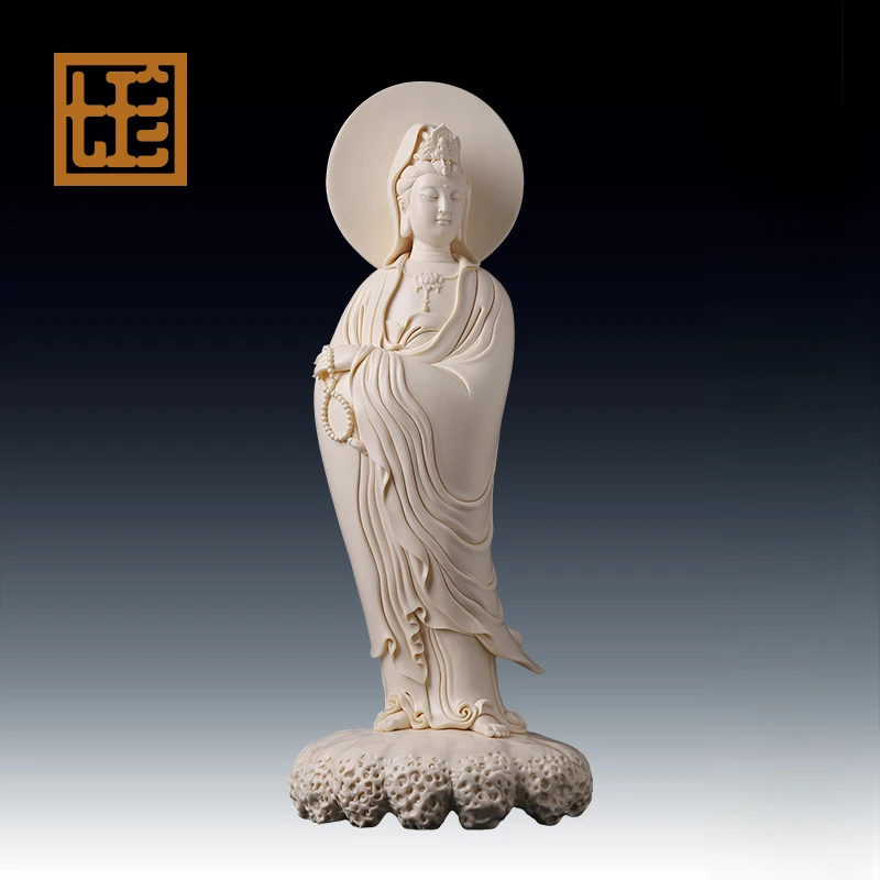 七珍 陶瓷摆件《24英寸观/音 玉黄瓷》林建平工艺装饰品摆件