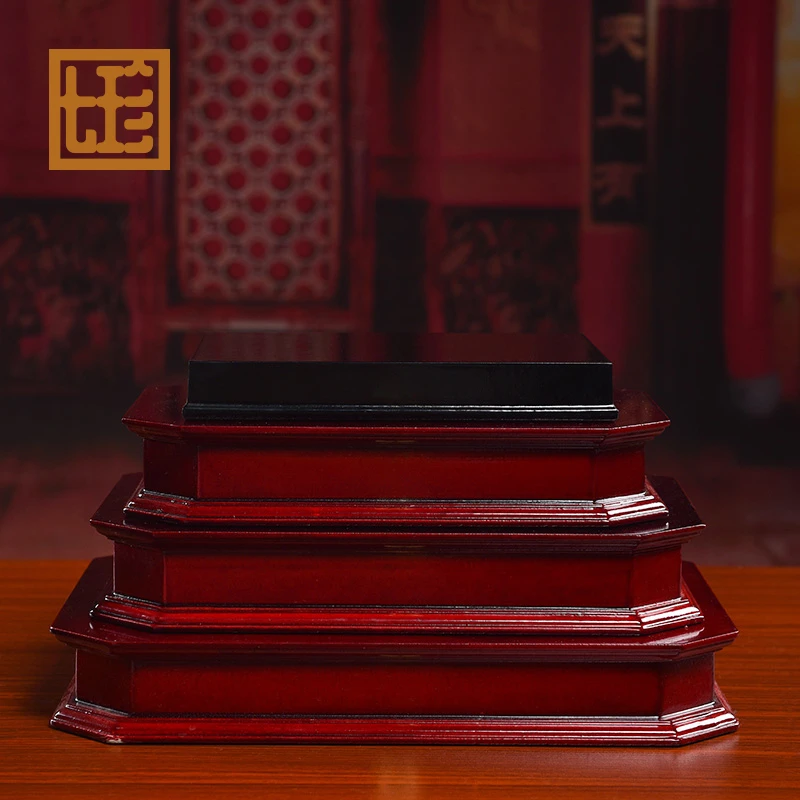 七珍 观/音摆件垫高底座方形木底座支持刻字订制客厅装饰工艺品