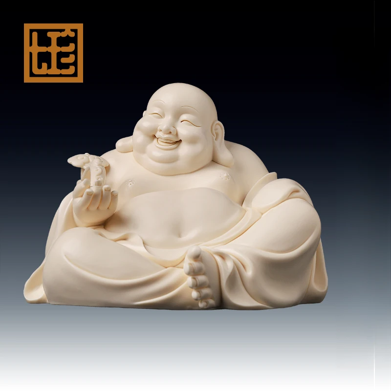 七珍德化陶瓷弥/勒摆件《万事如意 》大肚笑佛客厅办公室装饰品