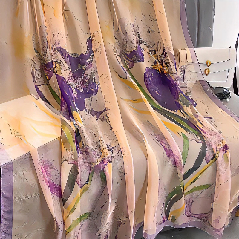 1-87优柔纱 春秋冬百搭时尚高端百搭防晒长巾130*180  紫罗兰