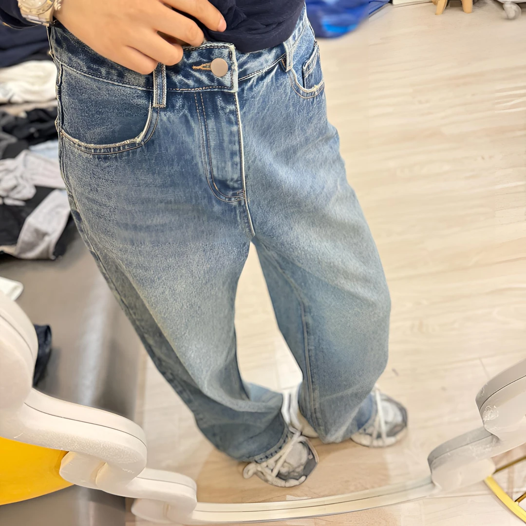 RICANE HUR新品"C位“宽松慵懒随性直筒牛仔裤0002