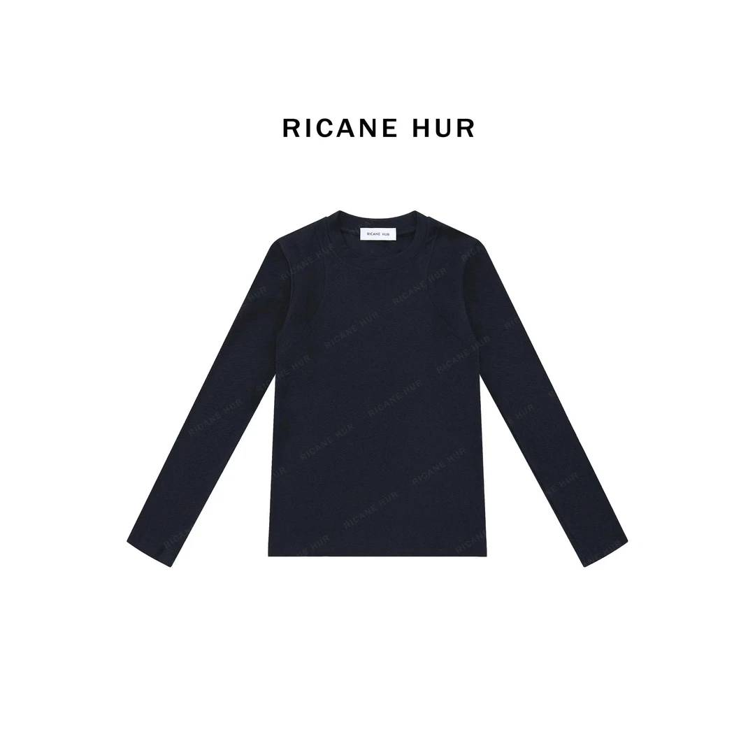 RICANE HUR"心动符号"百搭款舒适性超高棉圆领打底上衣0037