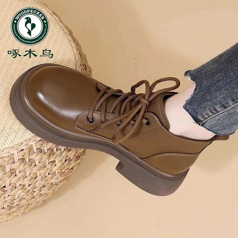 啄木鸟增高厚底马丁靴女2024新款秋季单靴软底英伦风爆款炸街短靴