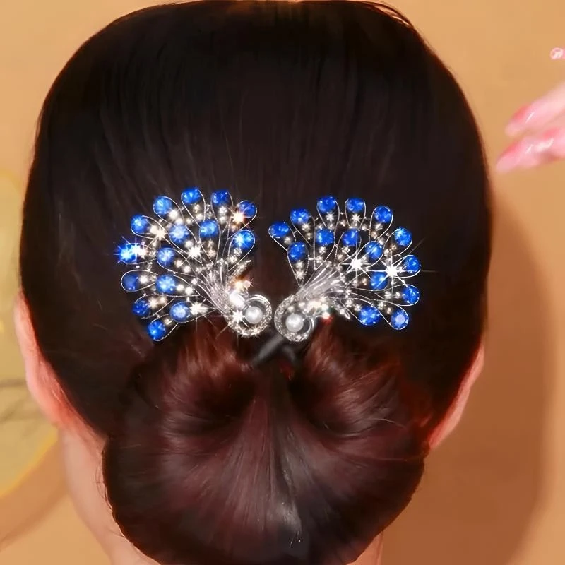 高级优雅气质孔雀盘发器发夹女后脑勺花苞丸子头妈妈扭扭夹子头饰