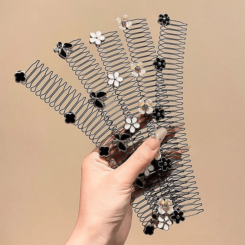 山茶花碎发夹整理神器隐形碎发拉梳发箍女2025新款后脑勺发卡头饰