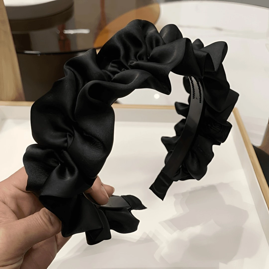 新款高颅顶黑色褶皱白露同款发箍女款发卡洗脸发带气质百简约头箍