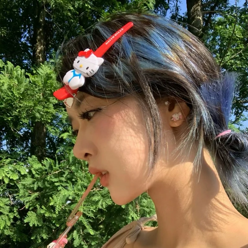 三丽鸥hellokitty可爱刘海夹长发夹红色少女甜美无痕化妆夹发饰