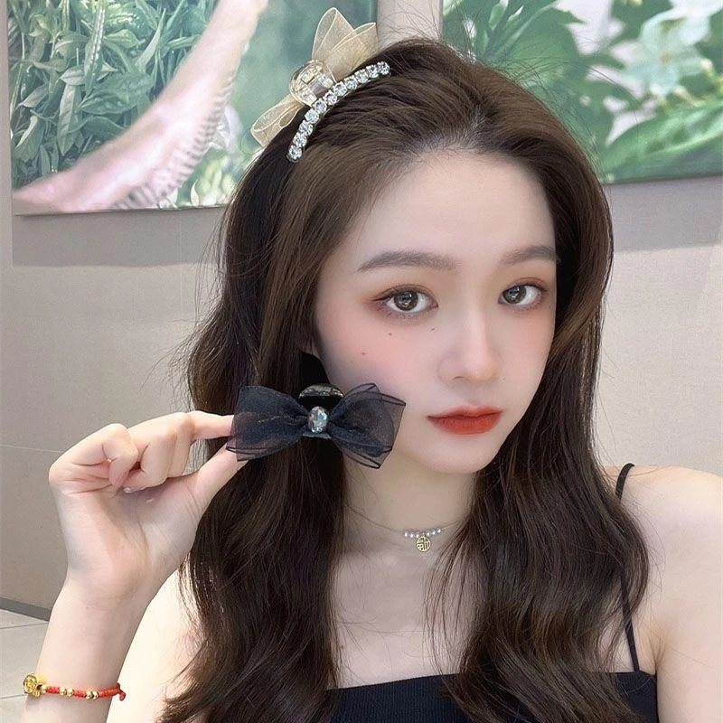 AB面钻钻网纱刘海侧边夹轻奢精致碎发夹升级款7cm小抓夹发夹头饰