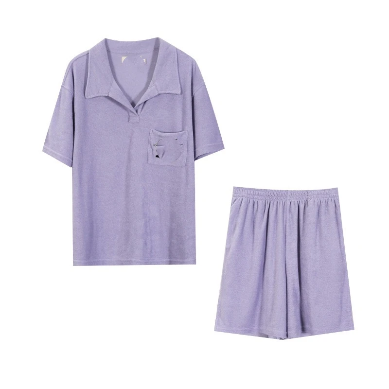 大象彩色毛巾布套装家居服