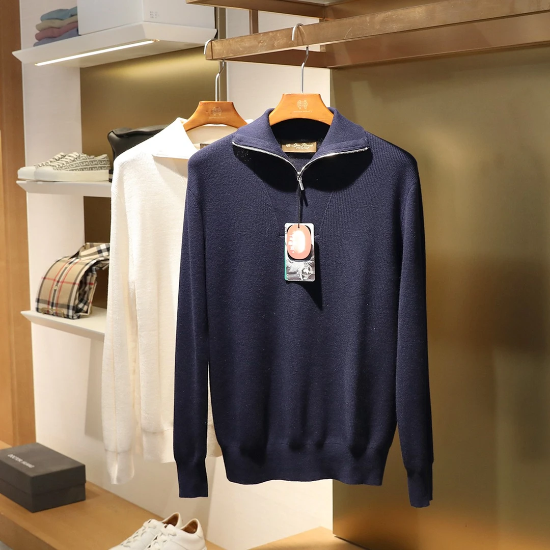 意奢典范2024秋冬极简风半拉链翻领毛衣男高端针织衫9359
