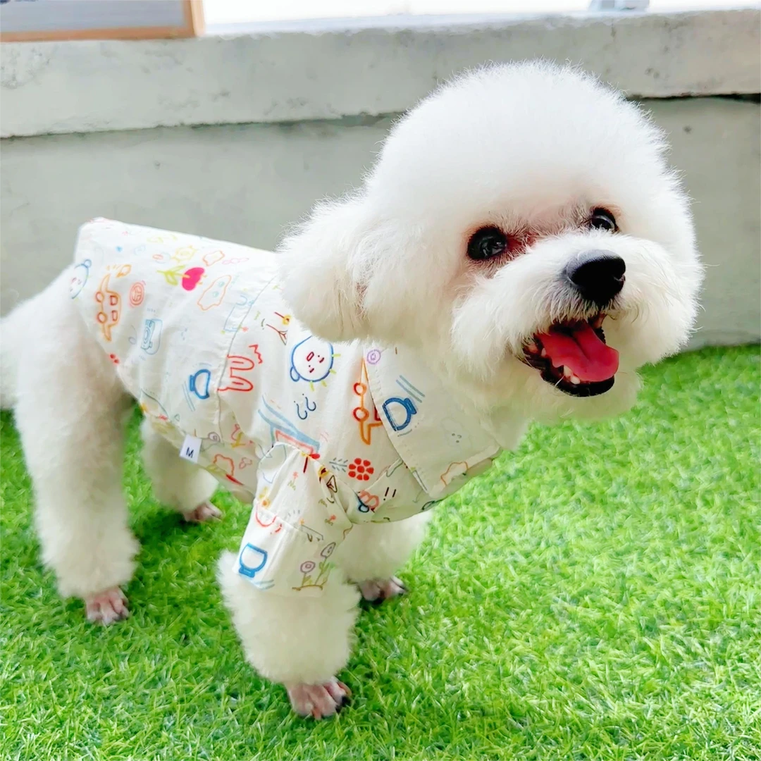 夏季狗衣服春夏衬衫雪纳瑞法斗比熊泰迪中小型犬猫咪小狗开衫上衣