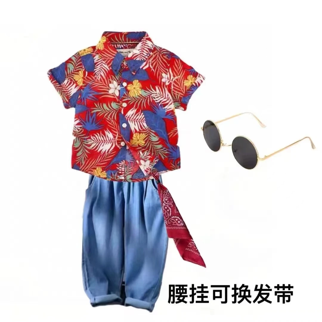 护花使者演出服失恋衬衣阵线联盟舞蹈90年代港风衬衫儿童复古套装