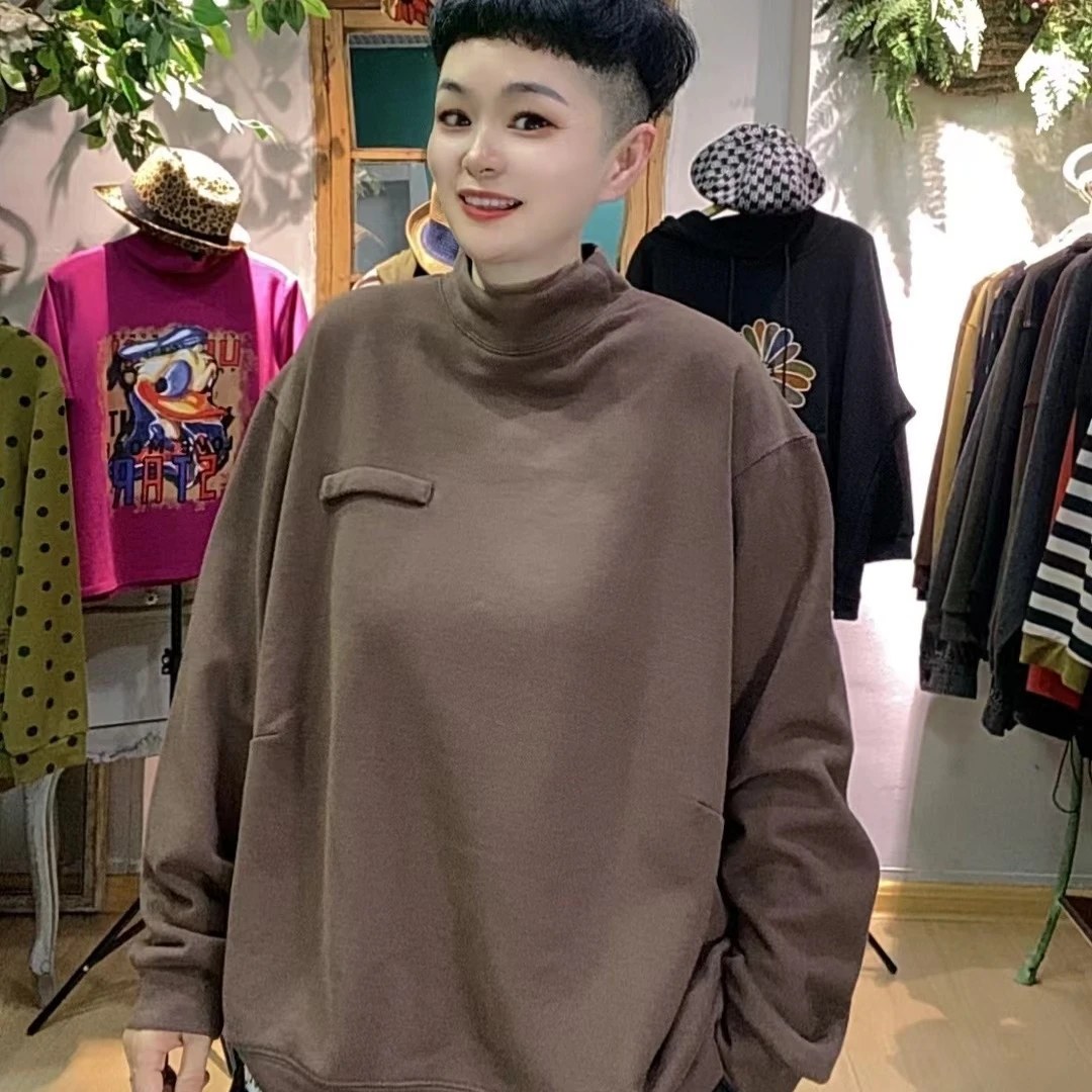 休闲时尚简约版中高领长袖卫衣