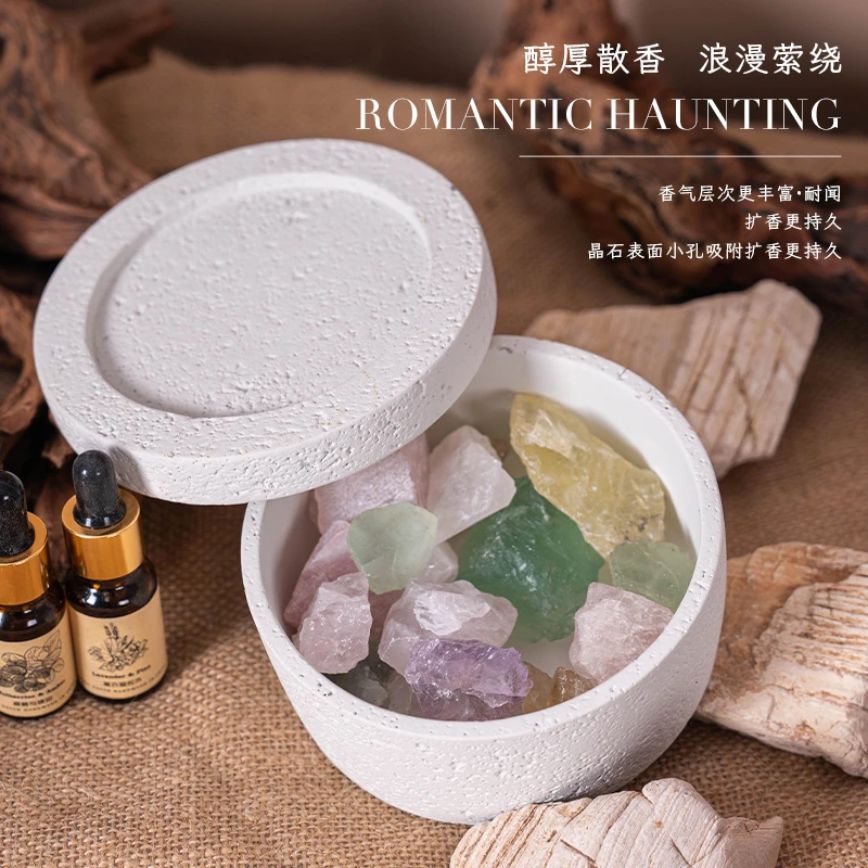 冷山无火香薰扩香水晶石卧室内女生清新淡香家用精油香氛摆件带盖