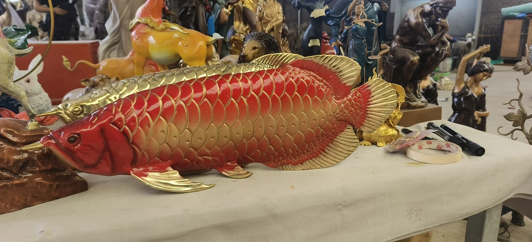 铜雕工艺品金龙鱼摆件长度53