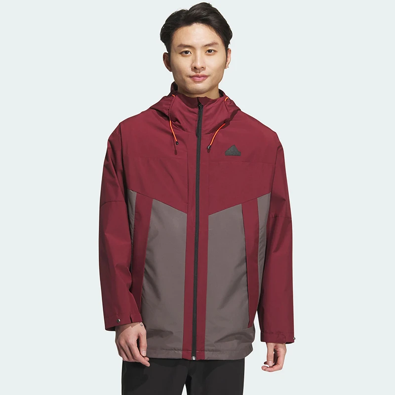 阿迪达斯男子春秋新款运动休闲防风透气保暖连帽夹克外套 JE8577