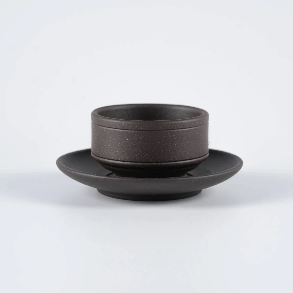 紫 器｜双线竹鼓杯 · 100cc（一杯一垫，紫泥）