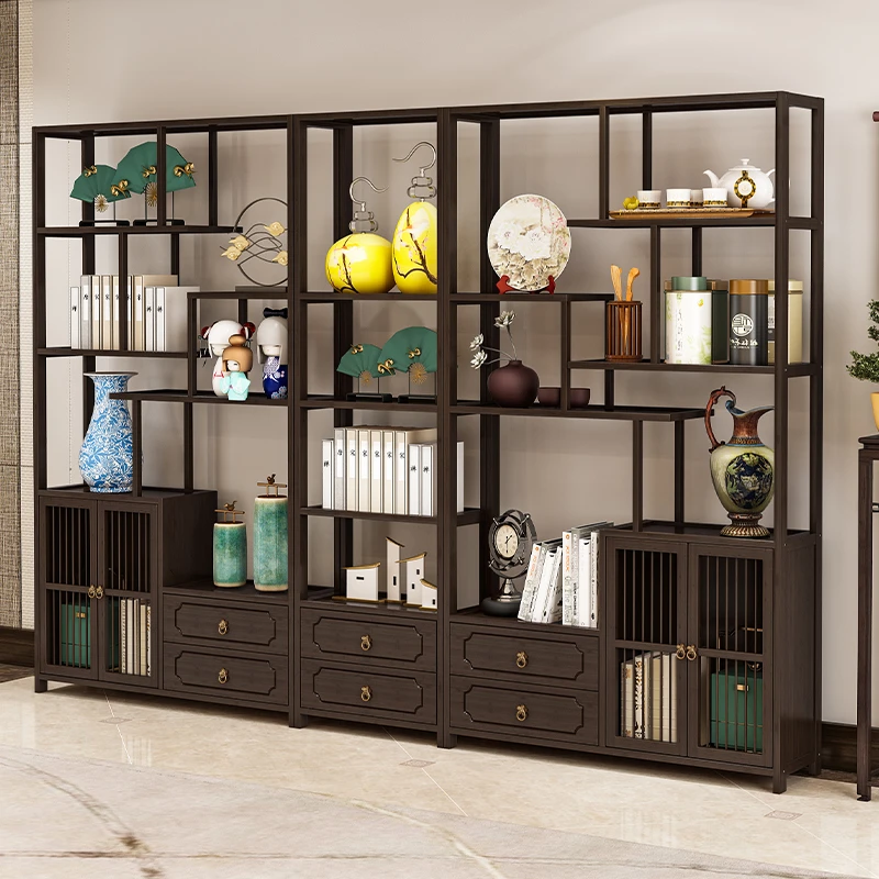 新中式多功能博古架楠竹多宝阁展示架陈列架隔断茶叶架书架置物架