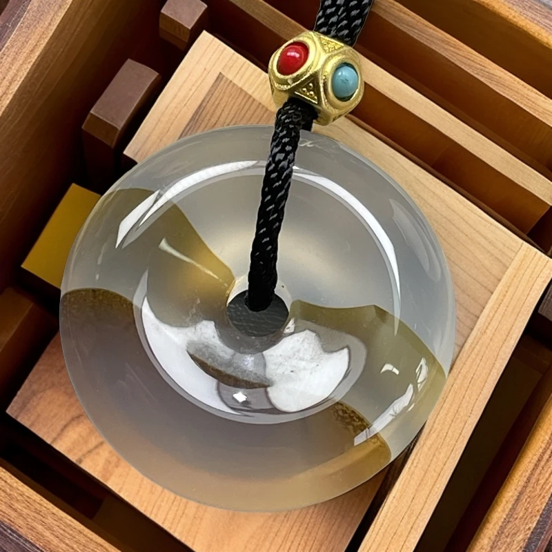 冰底起光马料海洋玉髓玛瑙意境飘花水草平安扣挂件多样性发其一件