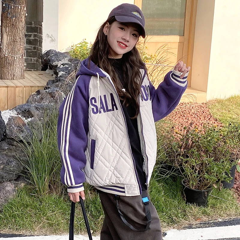 女童棉服外套2023新款洋气女大童秋冬款加绒棉袄儿童冬季棉衣加厚