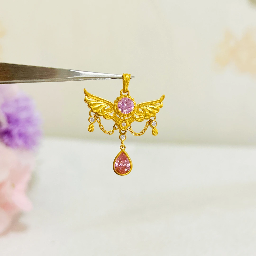 足金999 镶嵌 天使之翼吊坠  按克卖（多样性只发一件）