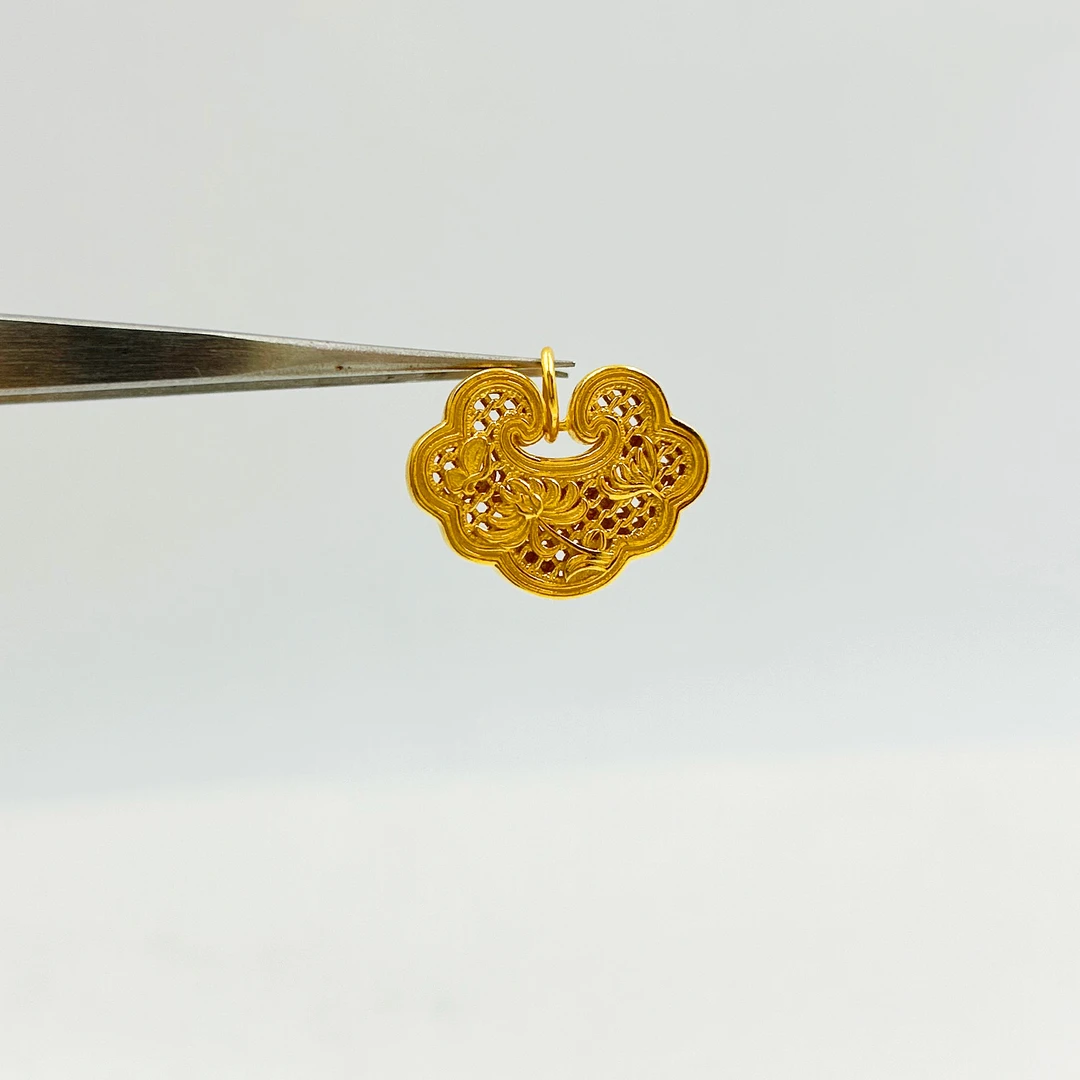 足金999 金蕊流霞锁包吊坠 时尚百搭5G工艺黄金首饰按克卖