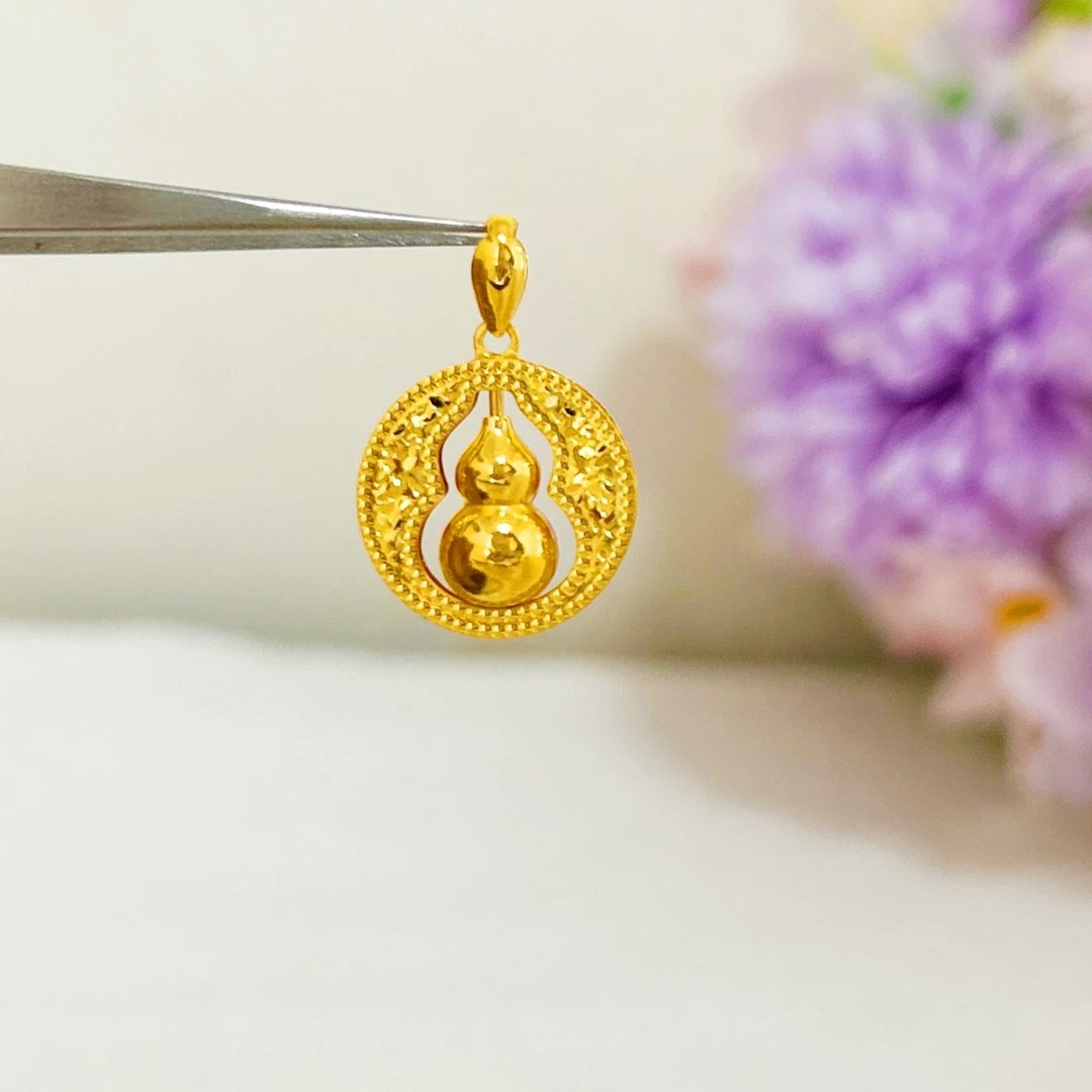 足金999 碎碎金转动葫芦吊坠 5G工艺黄金首饰按克卖