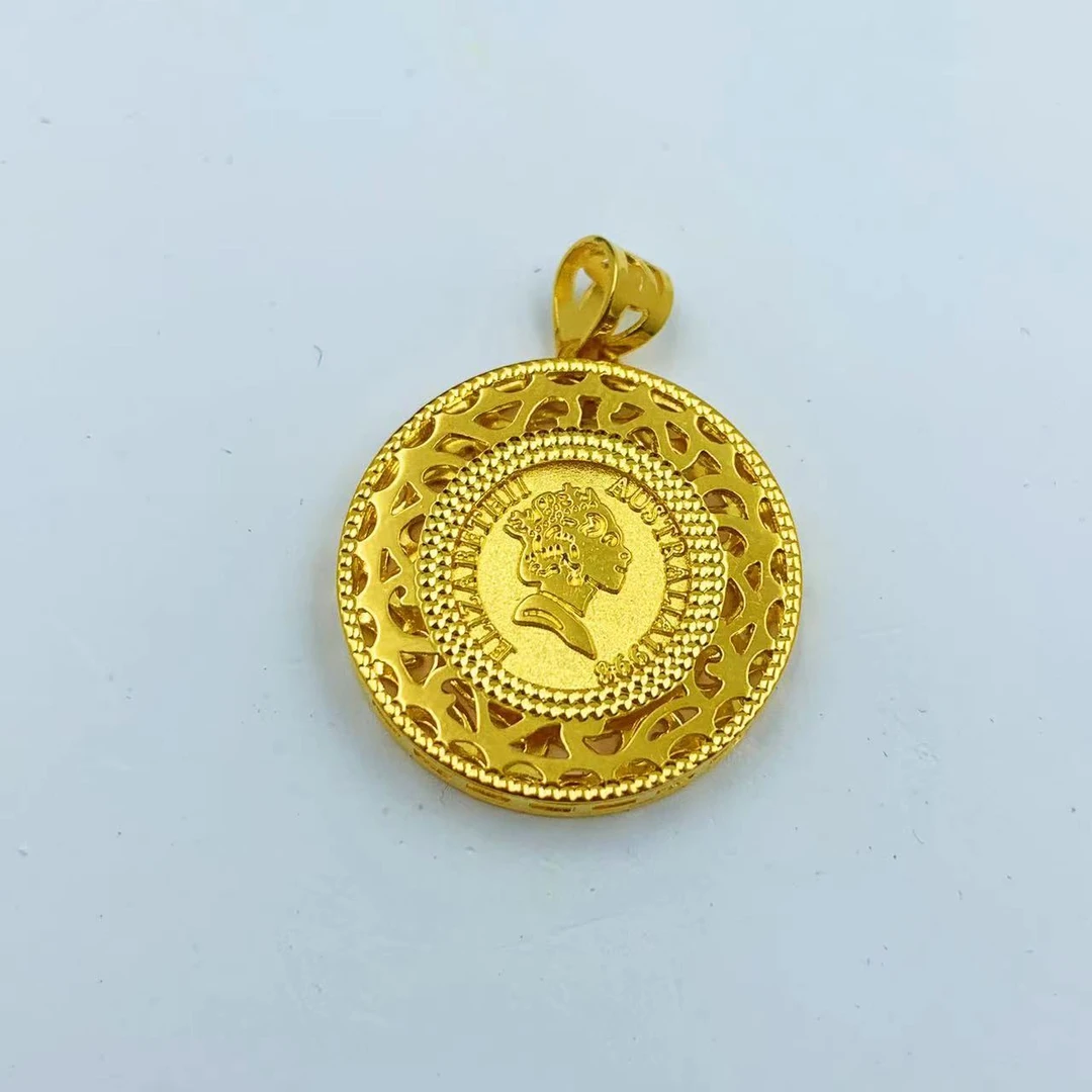 足金999 镂空花丝女王牌吊坠 时尚百搭5G工艺黄金首饰 按克卖A2
