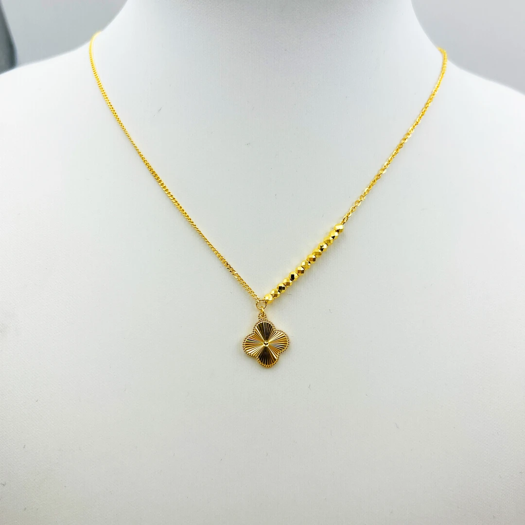 足金999  七彩四叶草蹦迪珠套链 时尚百搭5G工艺黄金首饰按克卖