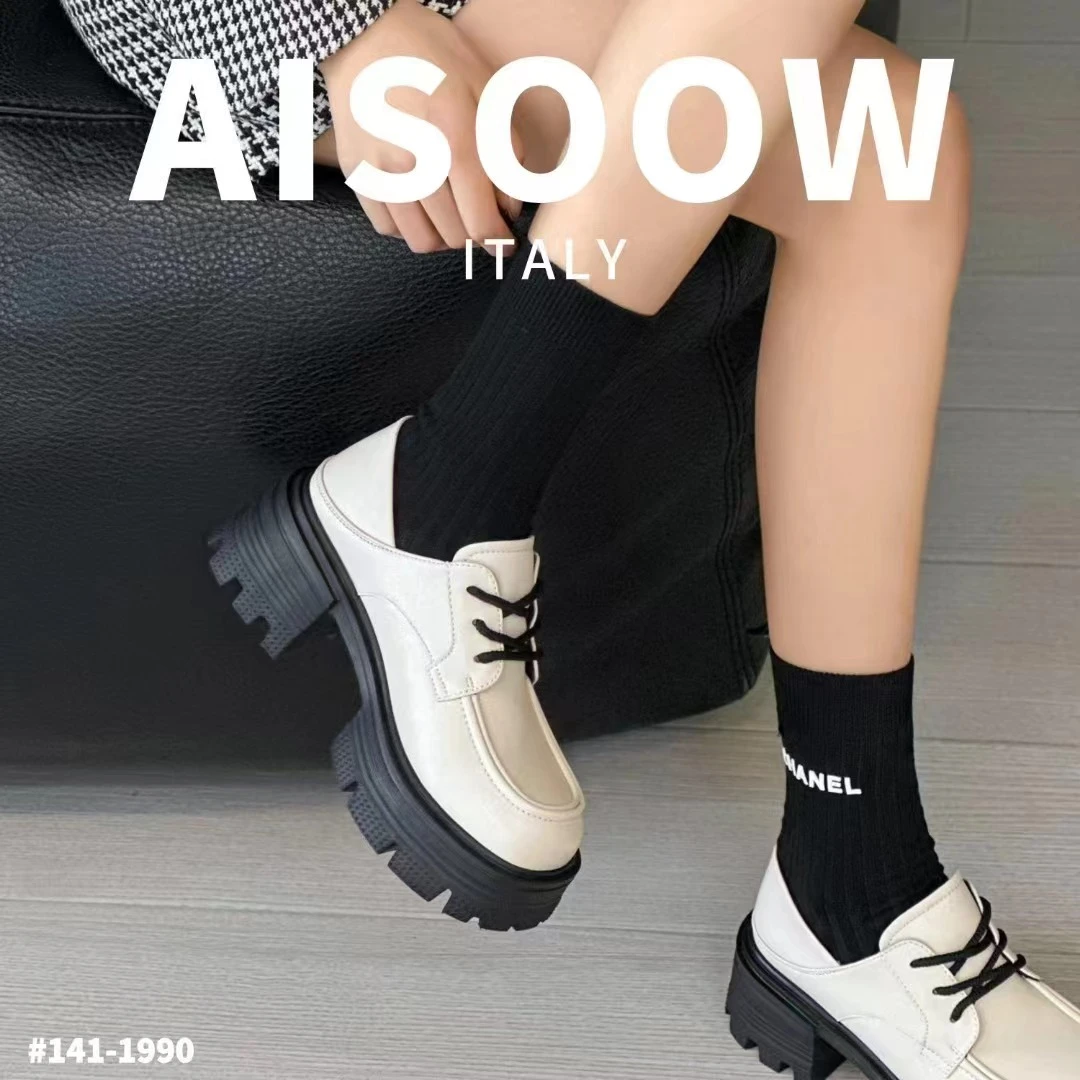 厚底乐福鞋百搭系带休闲