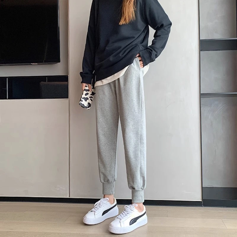 运动裤女春秋季宽松束脚裤子小个子2024新款显瘦加绒加厚休闲卫裤