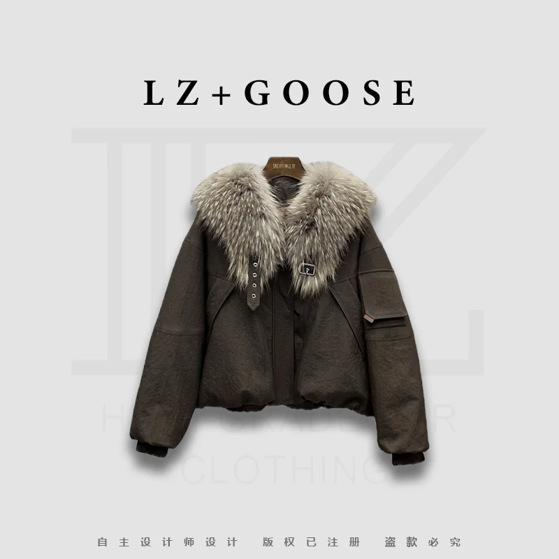 LZ+【暮色】冬季鹅绒服买手店女装高级轻奢貉子毛短款羽绒服外套