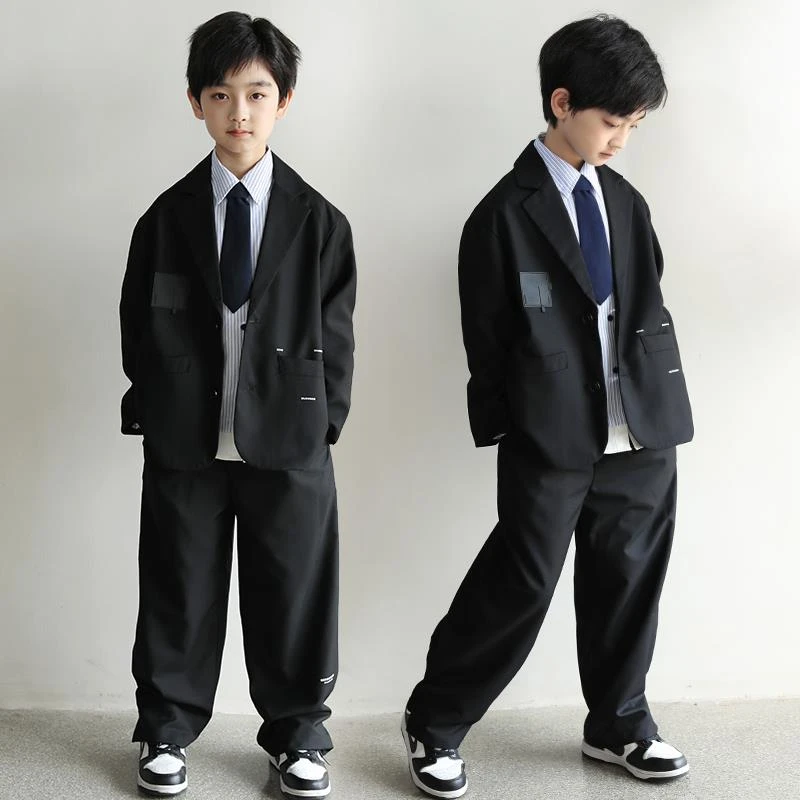 儿童西装套装帅气英伦花童礼服男童小西服中大童男孩钢琴演出服潮