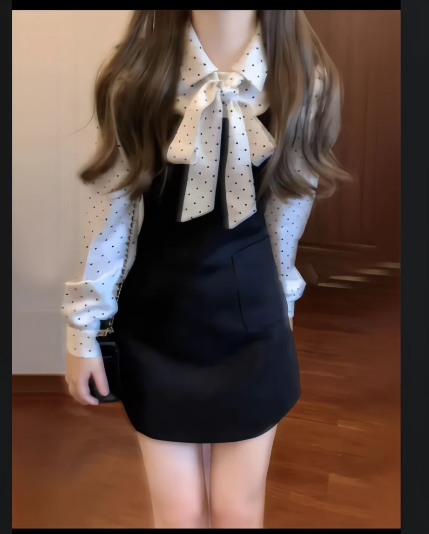 {兔兔酱}套装裙miu系女千金风法式衬衫背带裙韩系氛围感秋冬显瘦